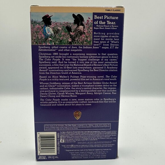 The Color Purple VHS 1985 Spielberg Film Starring Whoopi Goldberg - Picture 2 of 3